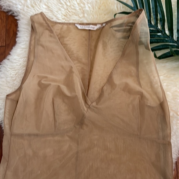 Soft Surroundings Tan/Nude Sheer Top/ Nylon & Spandex blend/ Side Zipper Closure - Picture 2 of 10